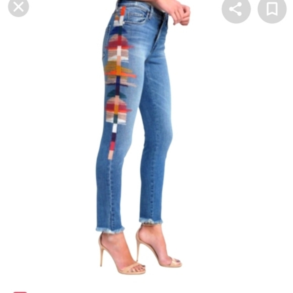 Blank NYC Women's Skinny Jeans with Colorful Side Pattern